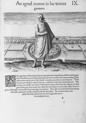 Alter Indianer in seinem Wintergewand, aus 